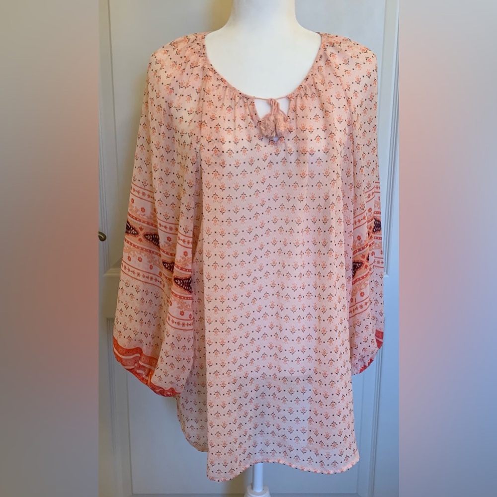 Liz Claiborne - Semi-Sheer Blouse in Coral Pink - XXLT